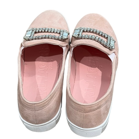 KARL LAGERFELD PARIS Light pink suede slip ons size 10 EUR 41 new in box - Picture 5 of 7